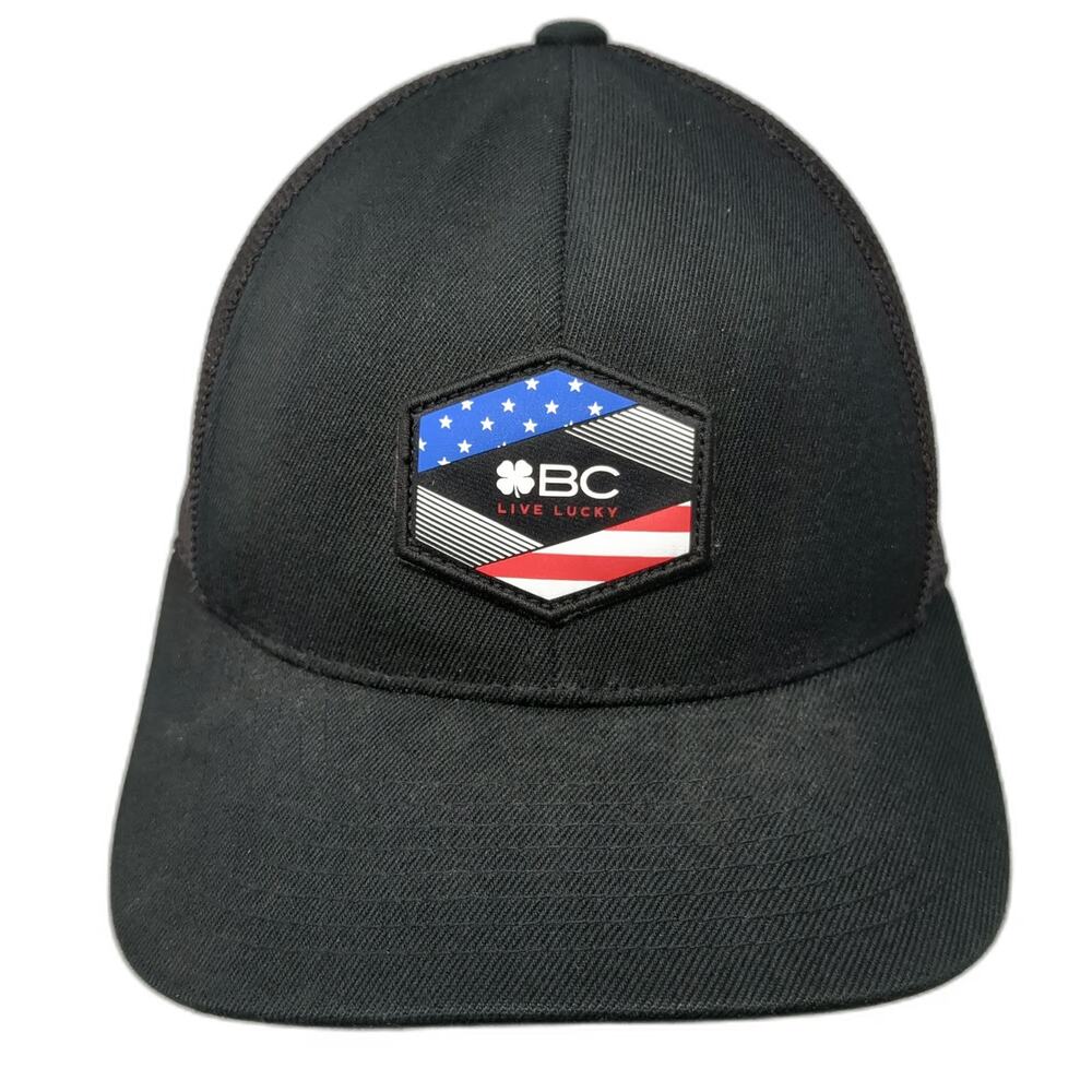 Black Clover Trucker Hat One Size Snapback BC Live Lucky American Flag Patch 110